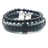 Kit 2 Pulseiras Couro Trança Preto Azul Turquesa Ônix Aço