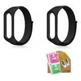 Kit 2 Pulseiras Nylon Para Mi Band 5 Velcro 2 Peliculas