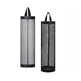 Kit 2 Puxa Sacos Organizador Porta Sacolas Plasticas De Cozinha -1Preto - 1 Cinza Com Bordas Em Preto-