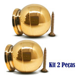 Kit 2 Puxador Bola Pequeno Dourada C parafuso P guarda Roupa