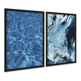 Kit 2 Quadro Decorativo Água Mar Tinta A Óleo Azul 42x60cm