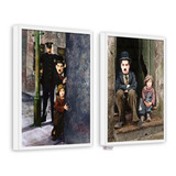 Kit 2 Quadros Charlie Chaplin O Garoto Filme The Kid 40x60