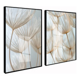 Kit 2 Quadros Decorativo Flor Dente Leao Lindo Moldura Vidro