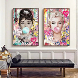 Kit 2 Quadros Decorativo Marilyn Monroe Goma De Mascar Arte