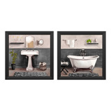 Kit 2 Quadros Decorativos Banheiro toalete Lavabo lindo Cor Preto