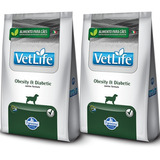 Kit 2 Ração Vet Life Natural Obesity Diabetic Cão Adulto 2kg