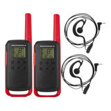 Kit 2 Radio Motorola T210br Walk Talk Longo Alcance Com Fone