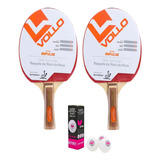 Kit 2 Raquete Tenis De Mesa Profissional 3 Bolas Butterfly Cor Vermelho preto Tipo De Cabo Fl côncavo 