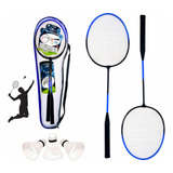 Kit 2 Raquetes Badminton + Bolsa + 3 Petecas Profissional