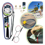 Kit 2 Raquetes Badminton De 3 Petecas Bolsa Jogo Completo