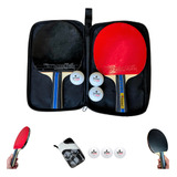 Kit 2 Raquetes De Tênis De Mesa 4 Estrelas Ittf 3 Bolinhas