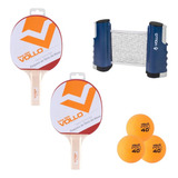 Kit 2 Raquetes Force 3 Bolas Suporte Tenis De Mesa