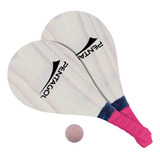 Kit 2 Raquetes Frescobol 1 Bola Pinus Cru Pentagol Cor Qualquer Disponivel
