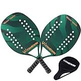 Kit 2 Raquetes Para Beach Tennis Profissional Em Fibra Carbono Com Capas Protetoras - Camewin -Verde-