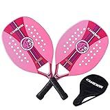 Kit 2 Raquetes Para Beach Tennis Profissional Em Fibra Carbono Com Capas Protetoras Camewin Rosa 