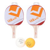 Kit 2 Raquetes Ping Pong Tênis De Mesa Profissional + 2 Bola Cor Preto/vermelho Tipo De Cabo St (reto)