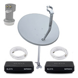 Kit 2 Receptor Digital Satmax 6 Elsys Antena Lnbf Ku Cabo