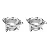 Kit 2 Rechaud Inox Redondo 5 Lts Banho maria Original Richôa
