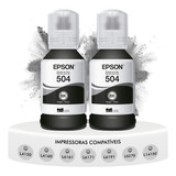 Kit 2 Refis Original T504 De Tinta Preta Epson L4150 L4160
