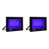 Kit 2 Refletor Holofote 100w Luz Negra Uv Festa Neon Balada
