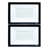Kit 2 Refletor Led 100w Holofote Prova Dágua Ip67 Frio