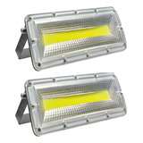 Kit 2 Refletor Led 50w Slim 127 240v Ip65 Branco Frio 6500k Carcaça Preto Luz Branco frio 127 220v