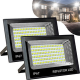 Kit 2 Refletor Led Smd 200w Holofote Bivolt Ip67 Carcaça Preto Luz Branco frio 6500k 110v 220v Bivolt