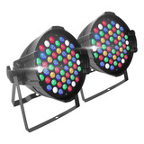 Kit 2 Refletor Par Led Rgbwa 54 Leds 3w Dmx Optipar Alumínio