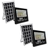 Kit 2 Refletor Solar 200W Holofote Externo 6000K Iluminação Potente Placa Solar Controle