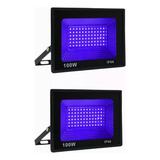 Kit 2 Refletores Fluorescente 100w Luz Negra Efeito Neon Biv