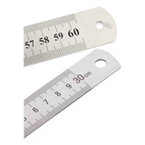 Kit 2 Régua Dupla Face Aço Inox 30 E 60 Cm Super Resistente