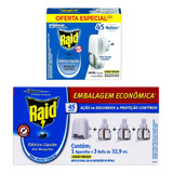 Kit 2 Repelente Elétrico 4 Refil Raid 45 Noites Original