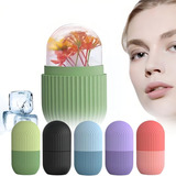 Kit 2 Rolos Faciais De Gelo Em Silicone Massageador Facial