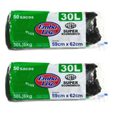 Kit 2 Rolos Saco De Lixo 30 Litros Embalixo 50 Unid Cada