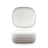 Kit 2 Saboneteiras Branca Oval Plástico P Viagem Banheiro Bebê Porta Sabonete Com Tampa Suporte Para Sabonete Branco Mala Bolsa Necessaire