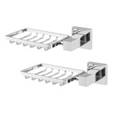 Kit 2 Saboneteiras Porta Sabonete Quadrada Banheiro Inox