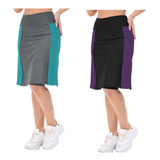 Kit 2 Saias Short Fitness Moda Evangelica Biocolor Suplex