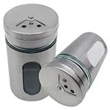 Kit 2 Saleiro Pimenteiro Porta Temperos Condimentos Inox C Visor Em Vidro