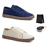 Kit 2 Sapatênis Casual Amarrar Cinto E Carteira Palha Azul 42 