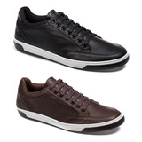 Kit 2 Sapatenis Masculino Casual Social Em Couro Confortavel
