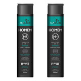 Kit 2 Shampoo 2x1 Cabelo E Barba 300ml Antiqueda Oleosidade