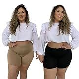 Kit 2 Short Anágua Segunda Pele Para Gordinha Plus Size Usar Debaixo De Vestido 52 Preto Nude 