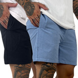 Kit 2 Short Masculino Mauricinho Bermuda Linho Moda Casual