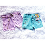 Kit 2 Short Shortinho Jeans Bermuda Bebê Fashion Colorida