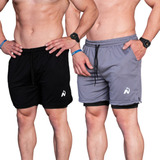 Kit 2 Shorts De Compressão 2 Em 1 Masculino Treino Acaedemia