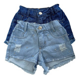 Kit 2 Shorts Jeans Hot Pants Feminino Infantil Juvenil 2023