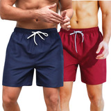 Kit 2 Shorts Masculino Bermuda Praia Liso Mauricinho Tactel