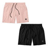 Kit 2 Shorts Masculino Bermuda Tactel Liso Básico Treino