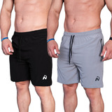Kit 2 Shorts Masculino Tactel Com Elastano 2 Bolsos C Ziper