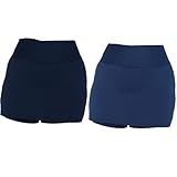 Kit 2 Shorts Saia Plus Size Suplex Cós Alto Estampada Ou Lisa Preto-azul G3